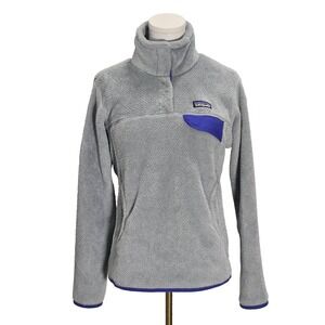patagonia retool pullover snap fleece womens jacket size small gray blue pockets